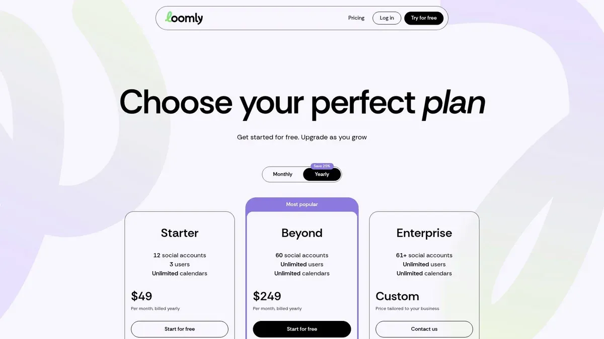 Loomly social media scheduling pricing plans