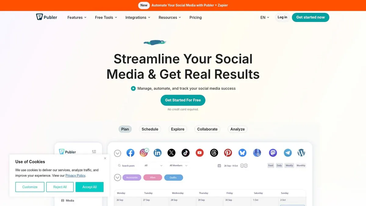 Publer social media scheduling dashboard