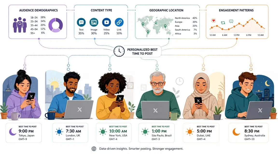 Key factors that influence your personal best times to post on Twitter and X
