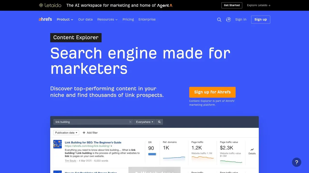 Ahrefs Content Explorer
