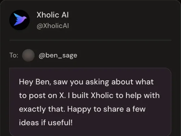 A personalized Xholic DM campaign preview