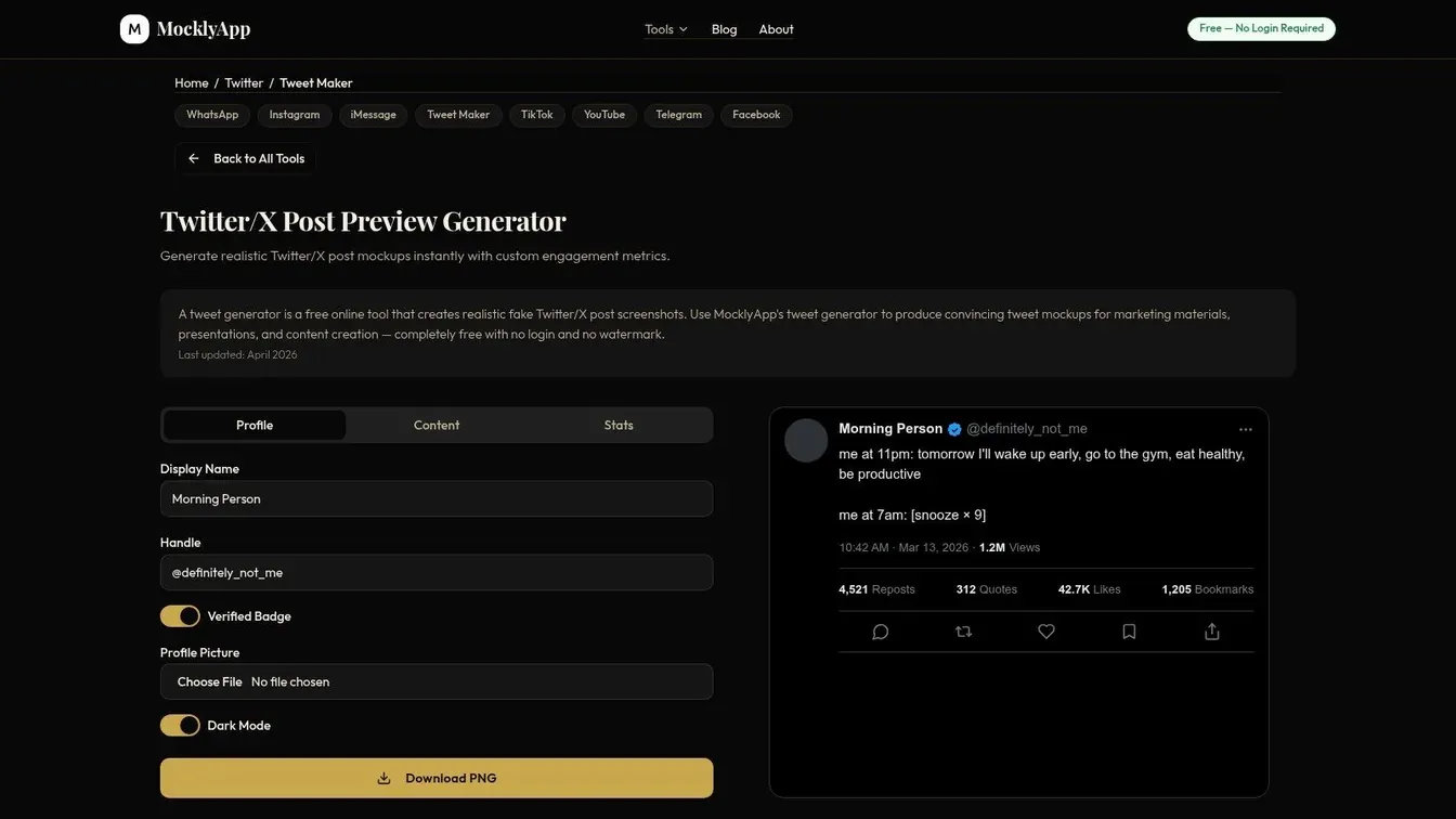 MocklyApp – Tweet Generator