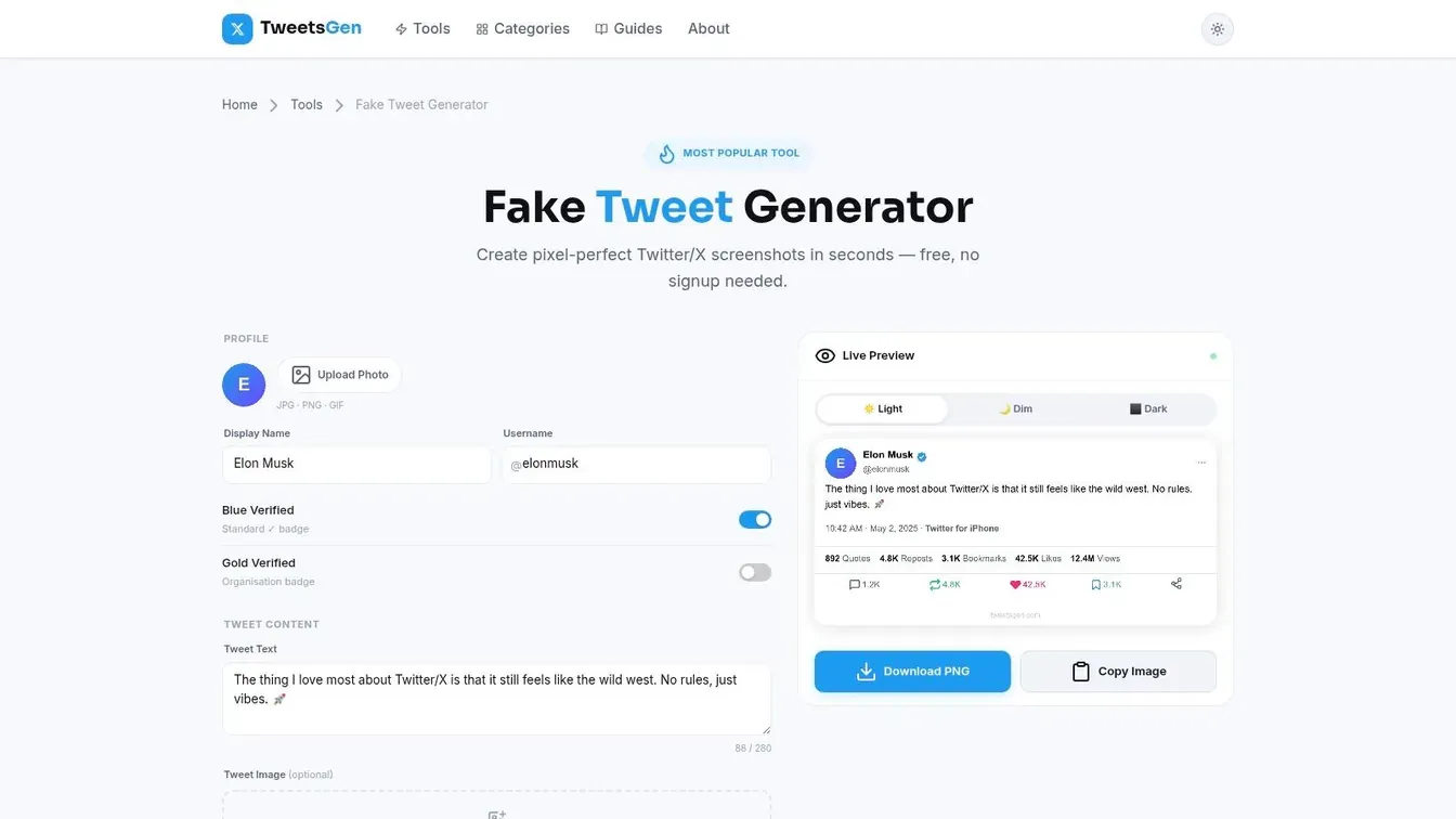 TweetsGen – Fake Tweet Generator