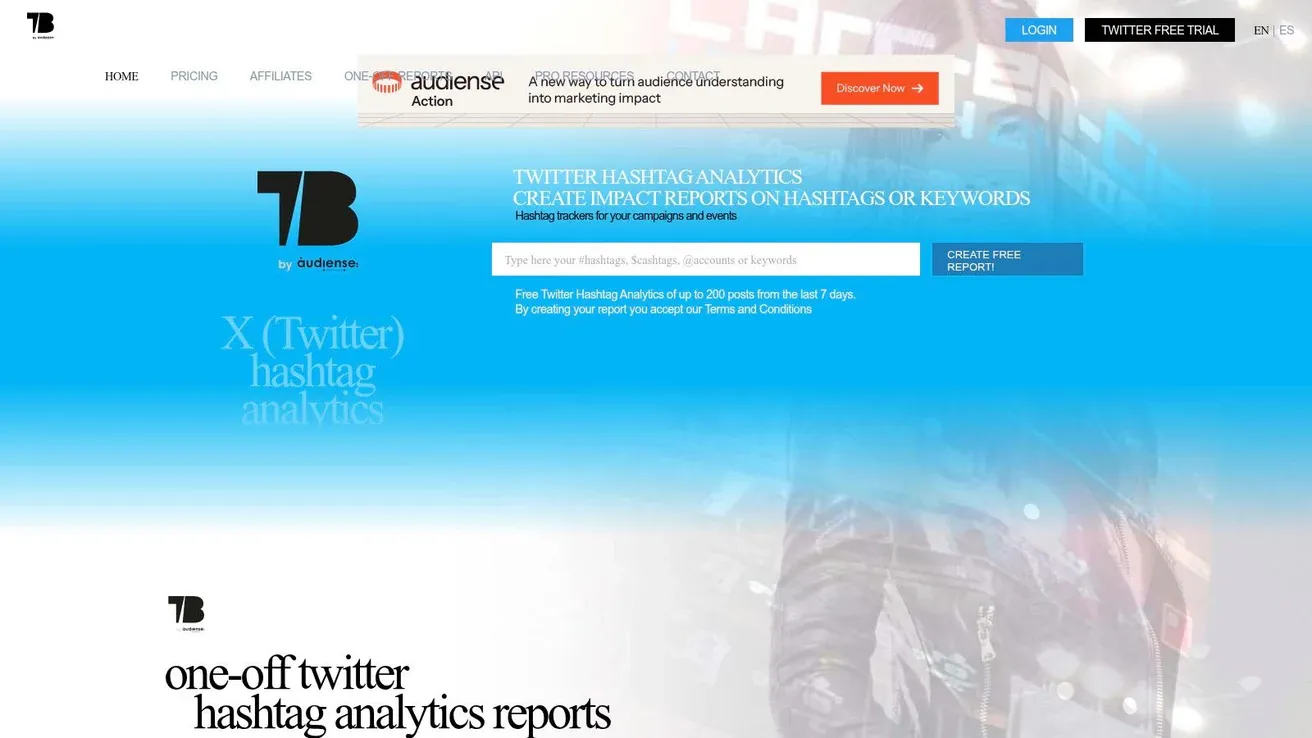 Tweet Binder hashtag analytics dashboard