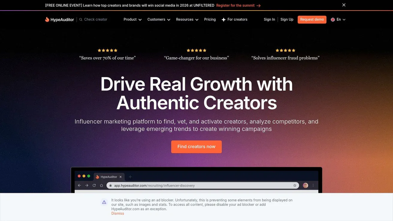 HypeAuditor influencer marketing analytics dashboard