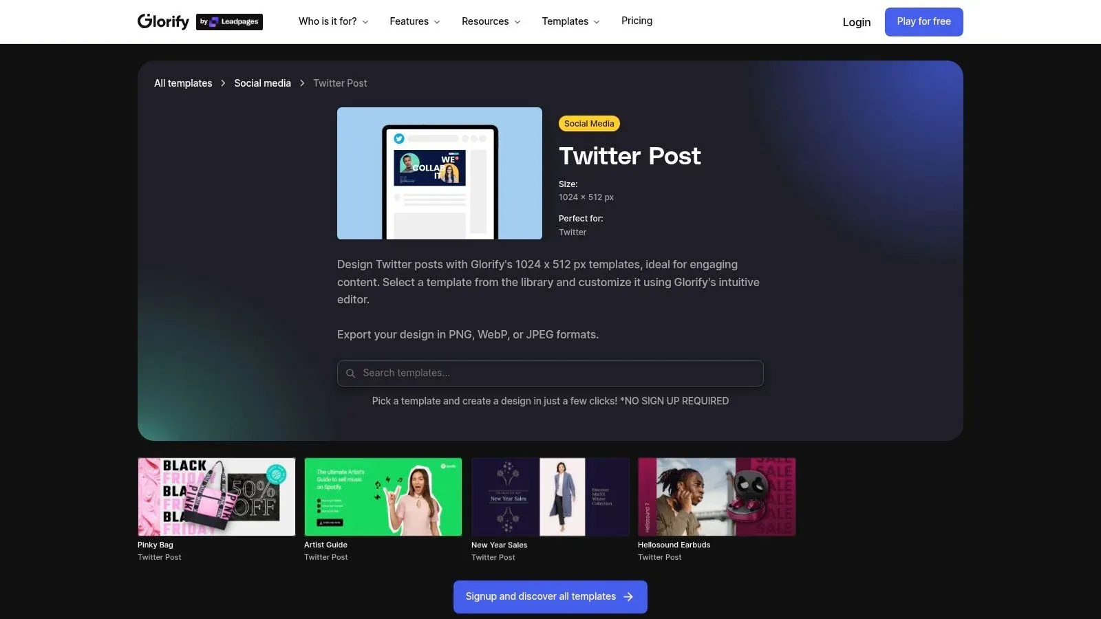 Glorify - Twitter Post Templates (1024x512)