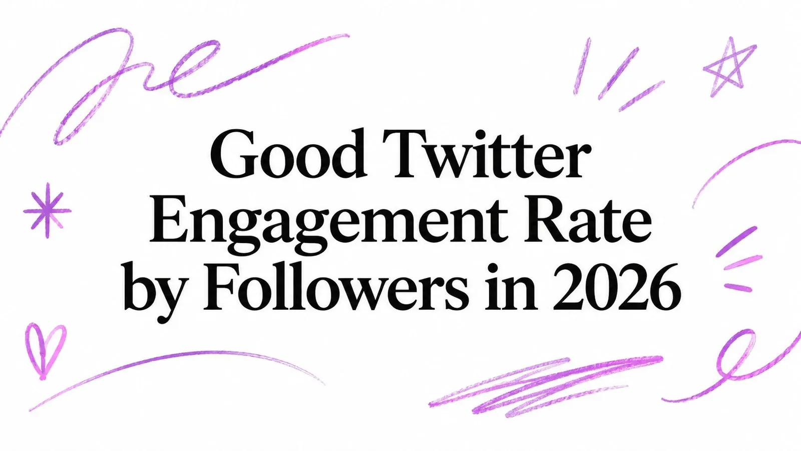 Good Twitter Engagement Rate by Followers in 2026 title with purple hand-drawn accents.