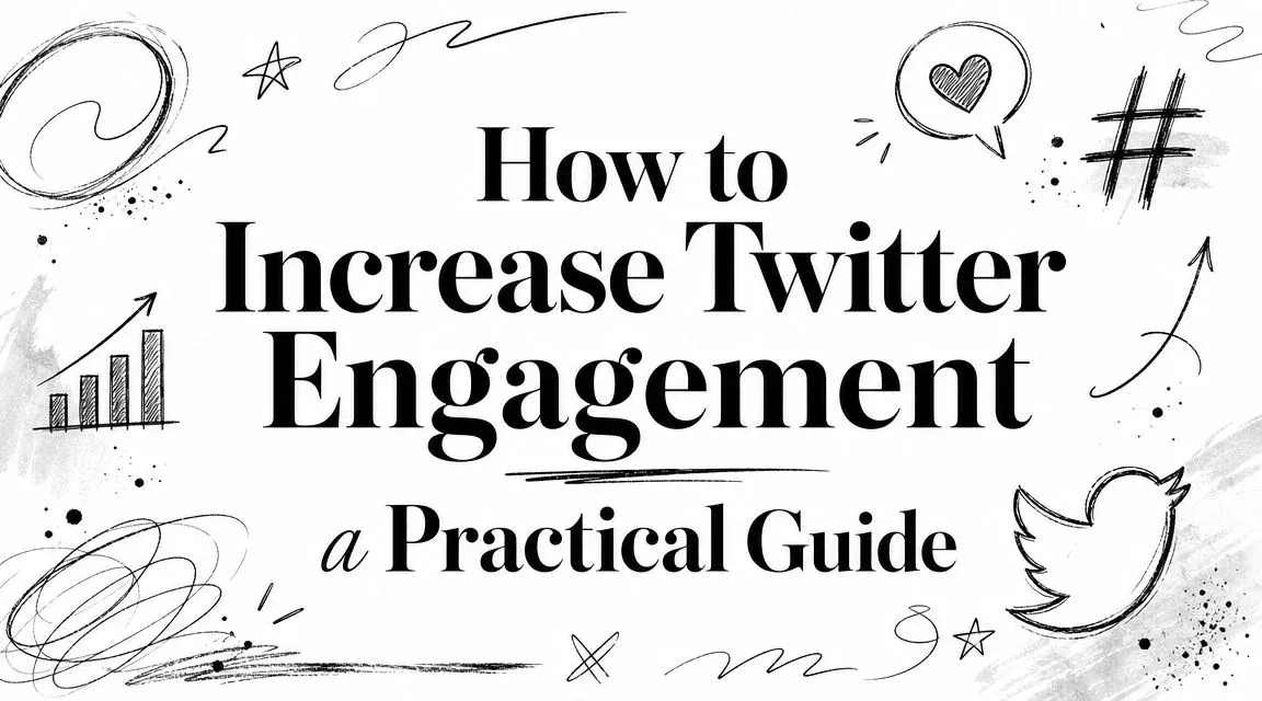 How to Increase Twitter Engagement: a Practical Guide black and white hero graphic