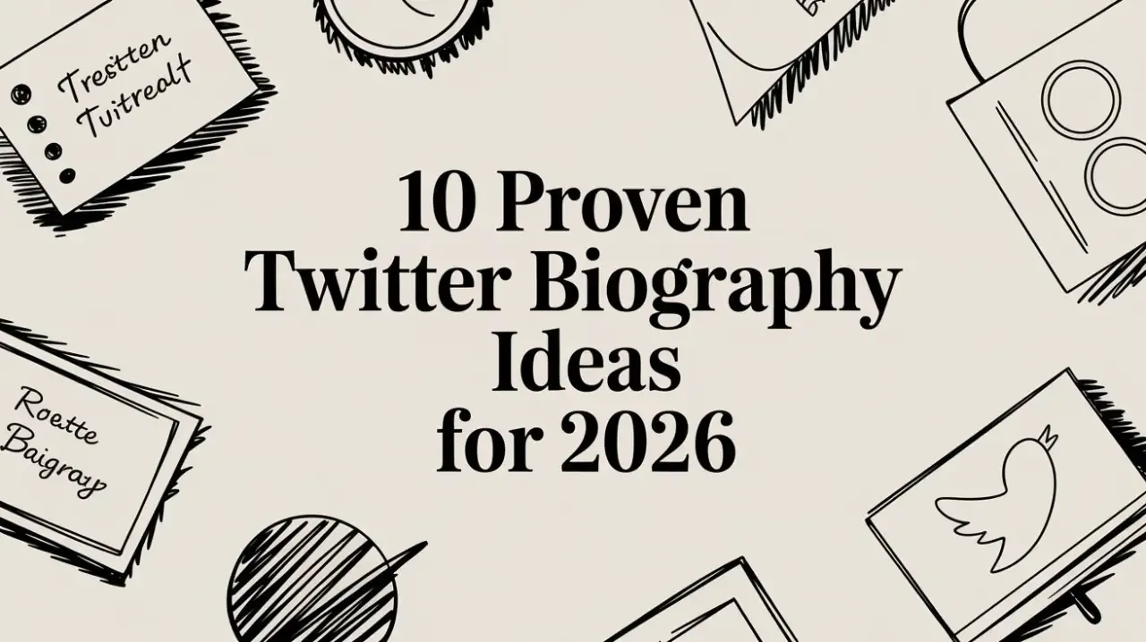 10 Twitter biography ideas visual example showing different bio formats with icons and text.