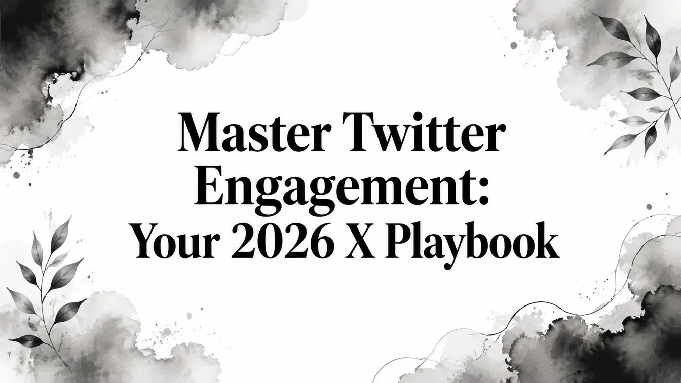 Master Twitter Engagement: Your 2026 X Playbook - black and white watercolor hero graphic