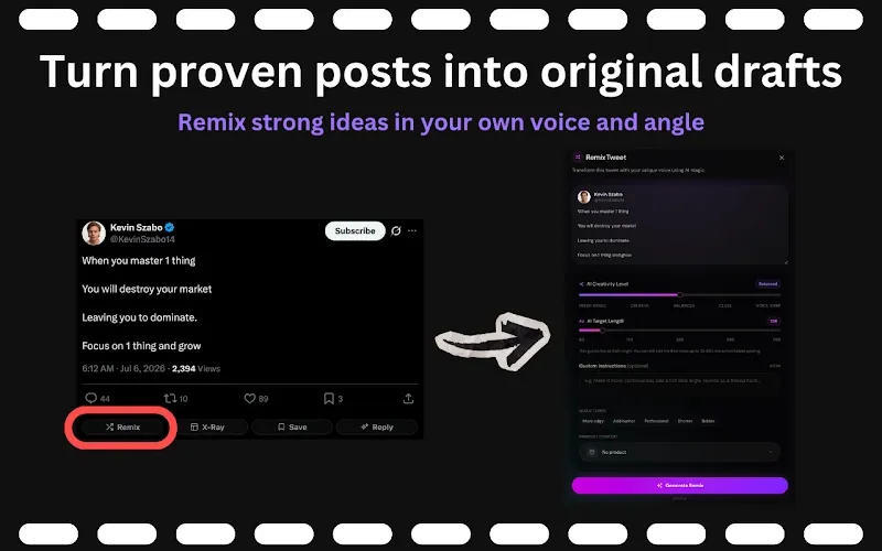 Xholic remix suggestion rewriting a post inside X