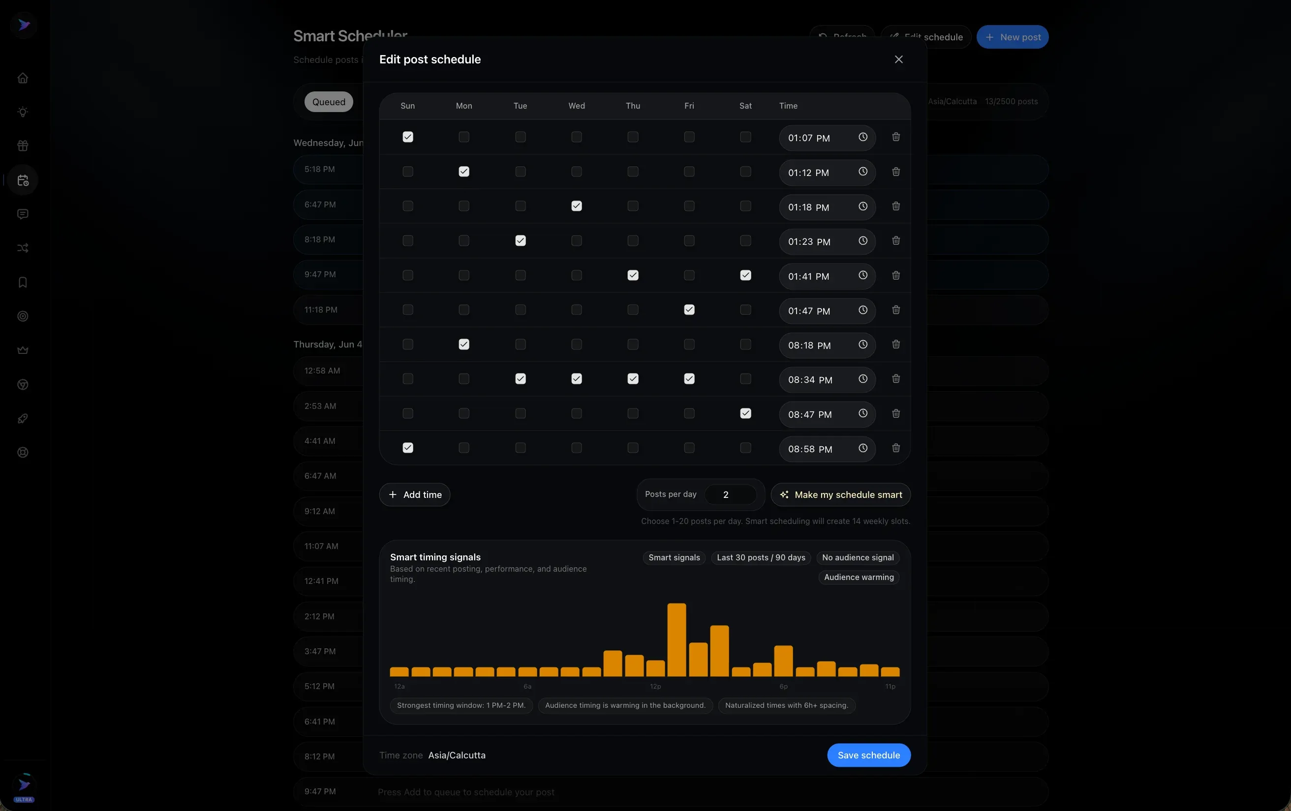 Xholic AI edit scheduler preview.