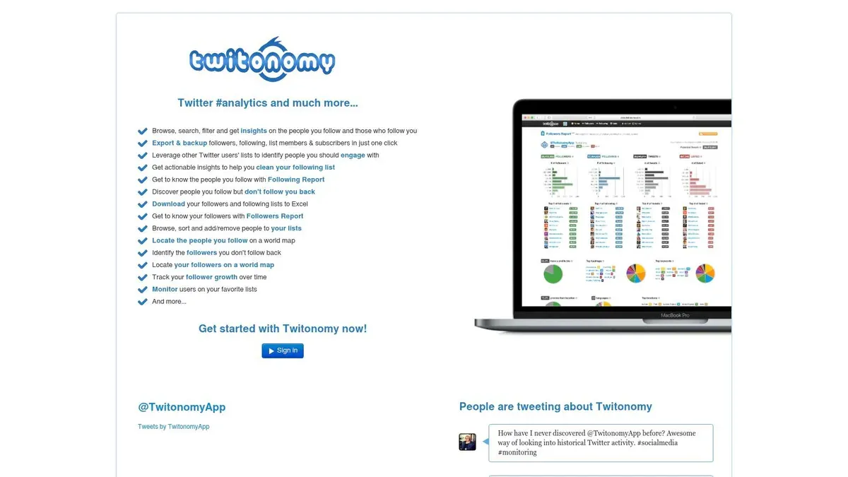 Twitonomy dashboard for Twitter analytics and account behavior analysis