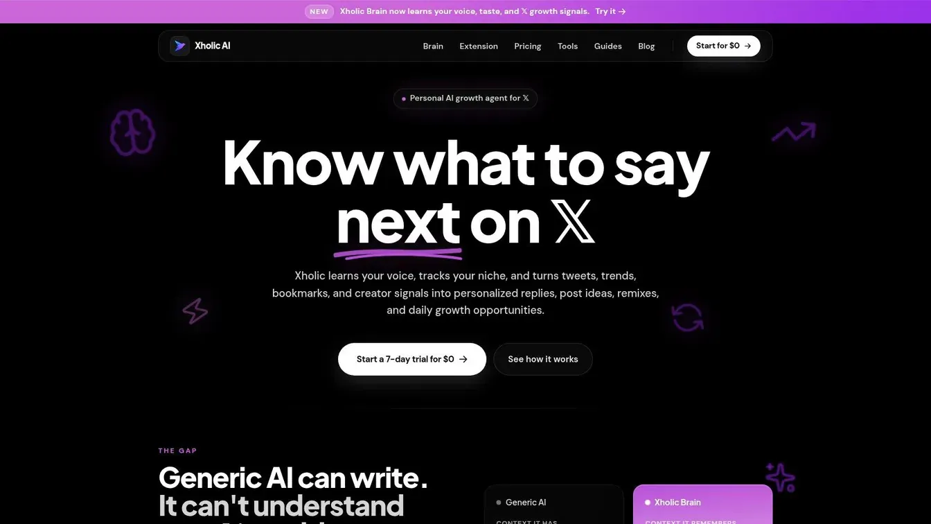 The Xholic AI platform interface used to turn content ideas into drafted and scheduled X posts.