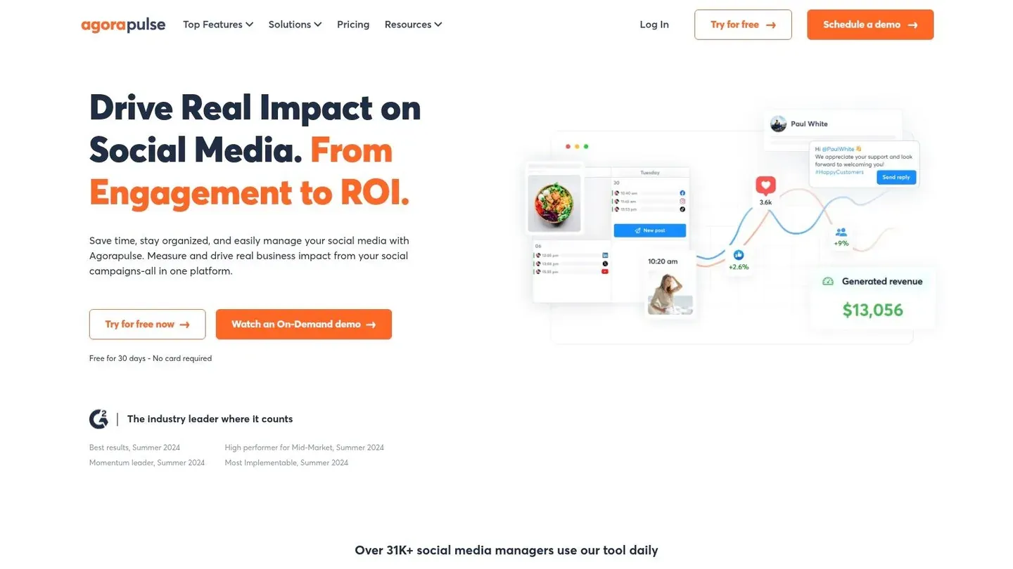 Agorapulse dashboard for Twitter post scheduling, approvals, and inbox workflows.