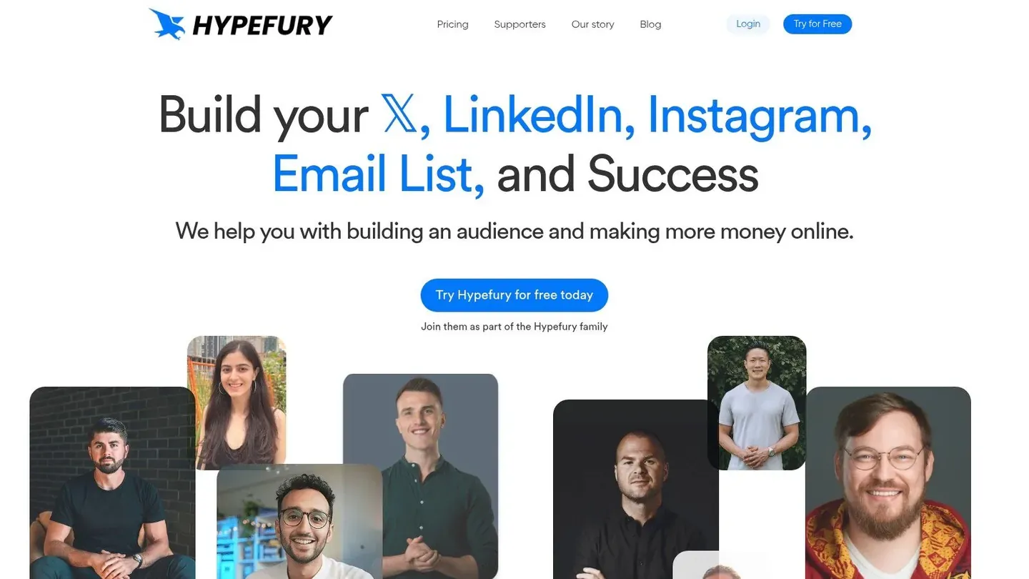 Hypefury Twitter post scheduler landing page.