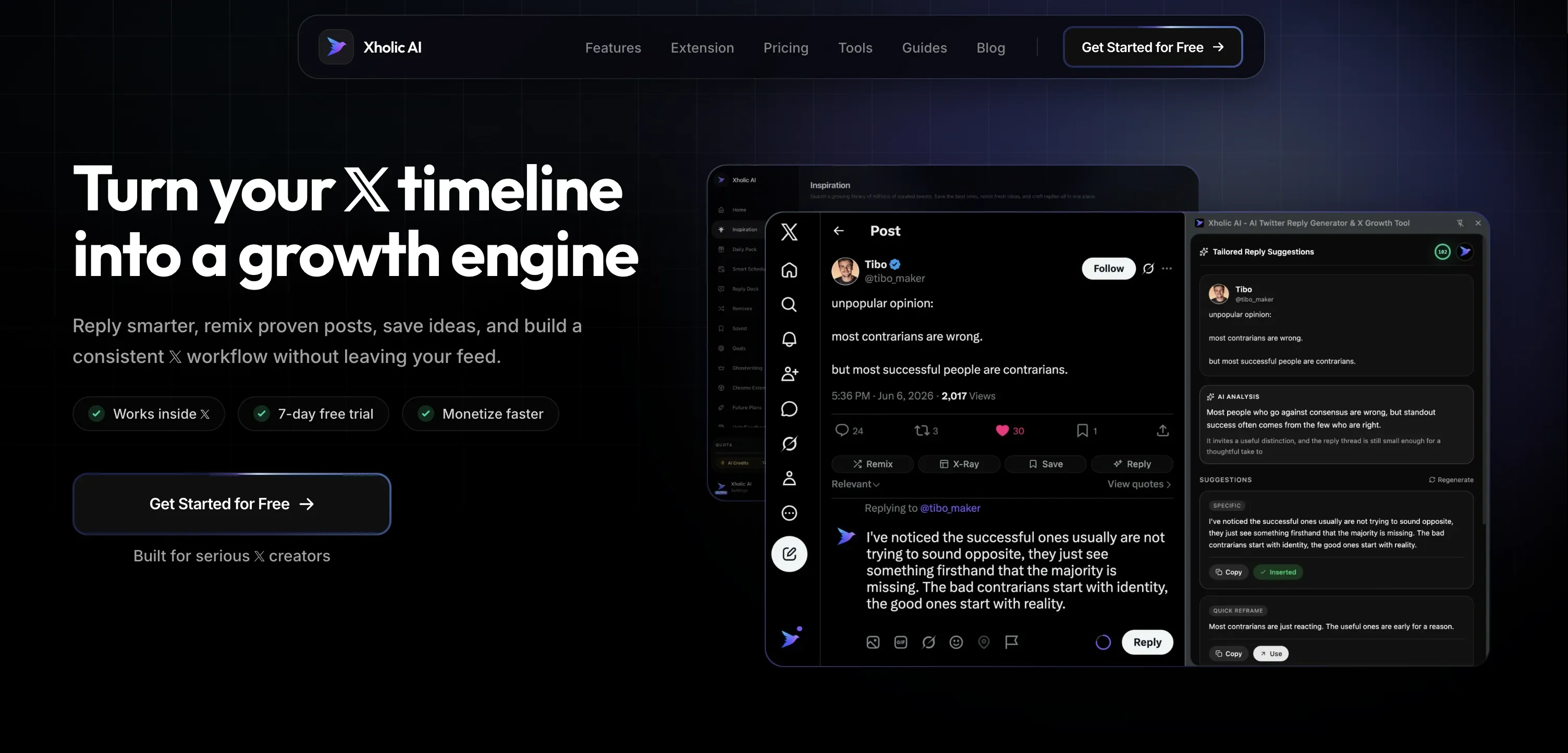 Xholic AI scheduling interface