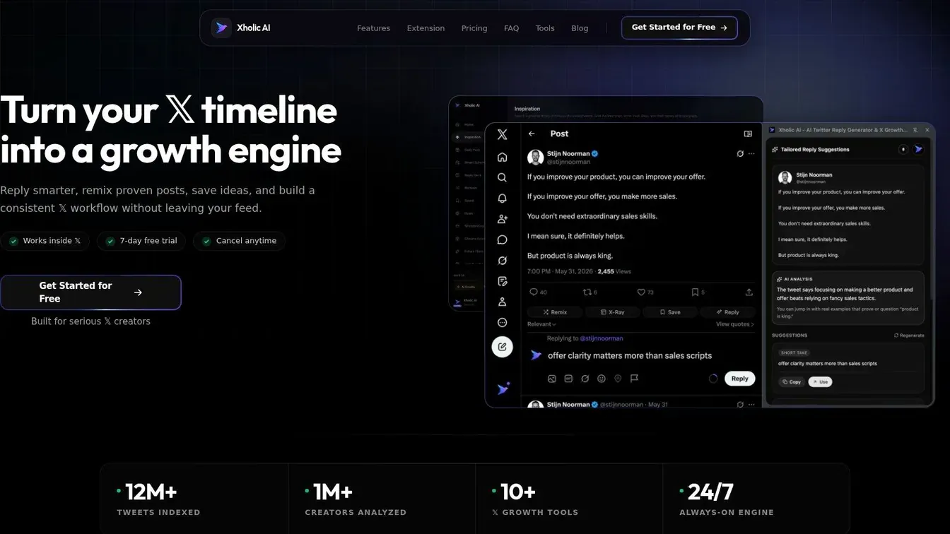 Screenshot from Xholic AI showing a momentum-focused product dashboard.